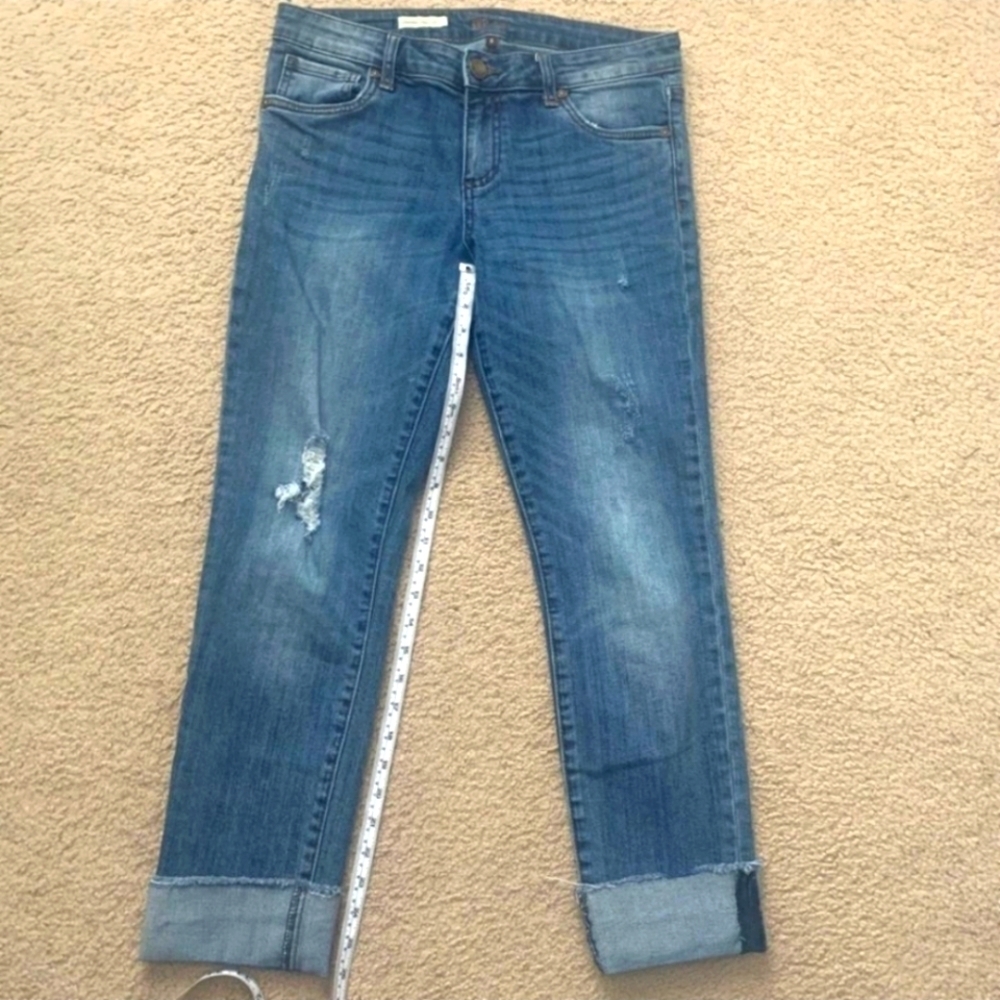 Kut from the kloth denim cropped jeans distressed size 6 - Picture 2 of 6